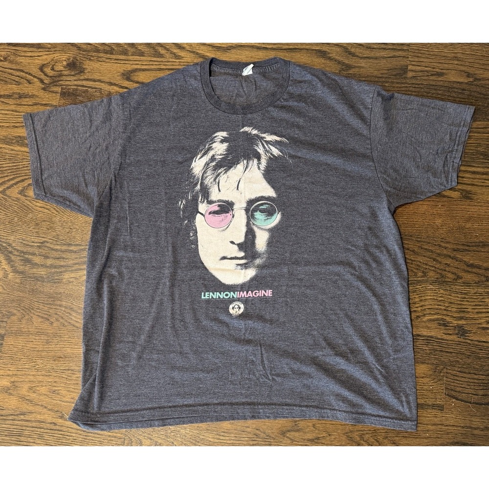 John Lennon Beatles Imagine Peace Music Rock Band Gray Graphic T-Shirt XL Band T